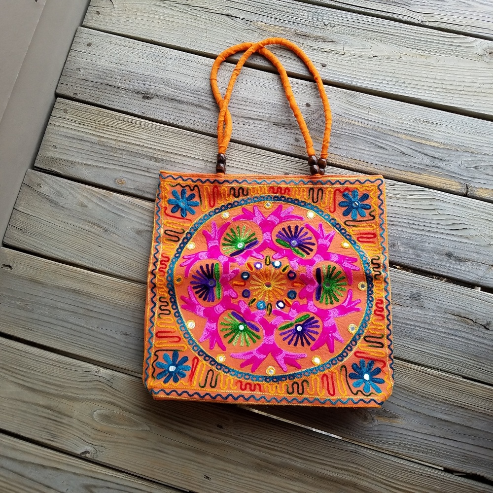 Indian Shoulder Bag Orange Handbag Boho